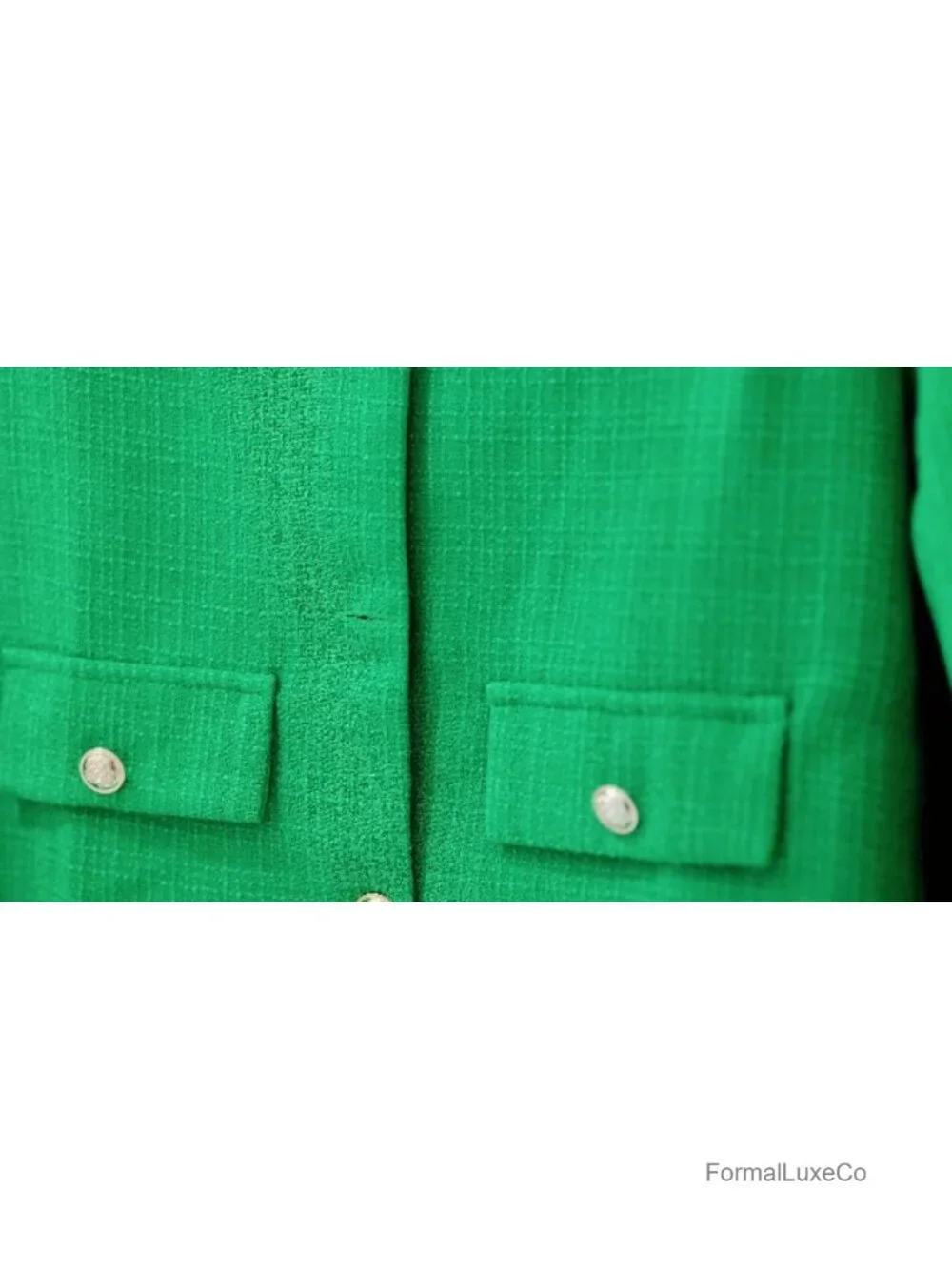 Cropped Tweed Blazer Jacket - Collarless Business Casual Blazers for Women